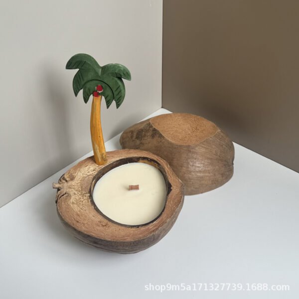 Vela Aromática de Cera de Soja en Cuenco de Coco Natural